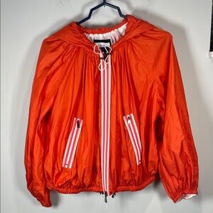 Bright Orange Hooded Women's Windbreaker Jacket